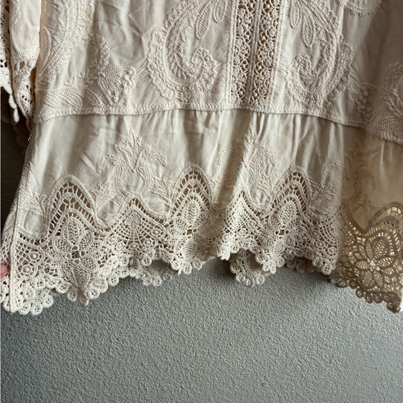 Democracy Women's Crochet Cotton Peplum Top S - Picture 7 of 11